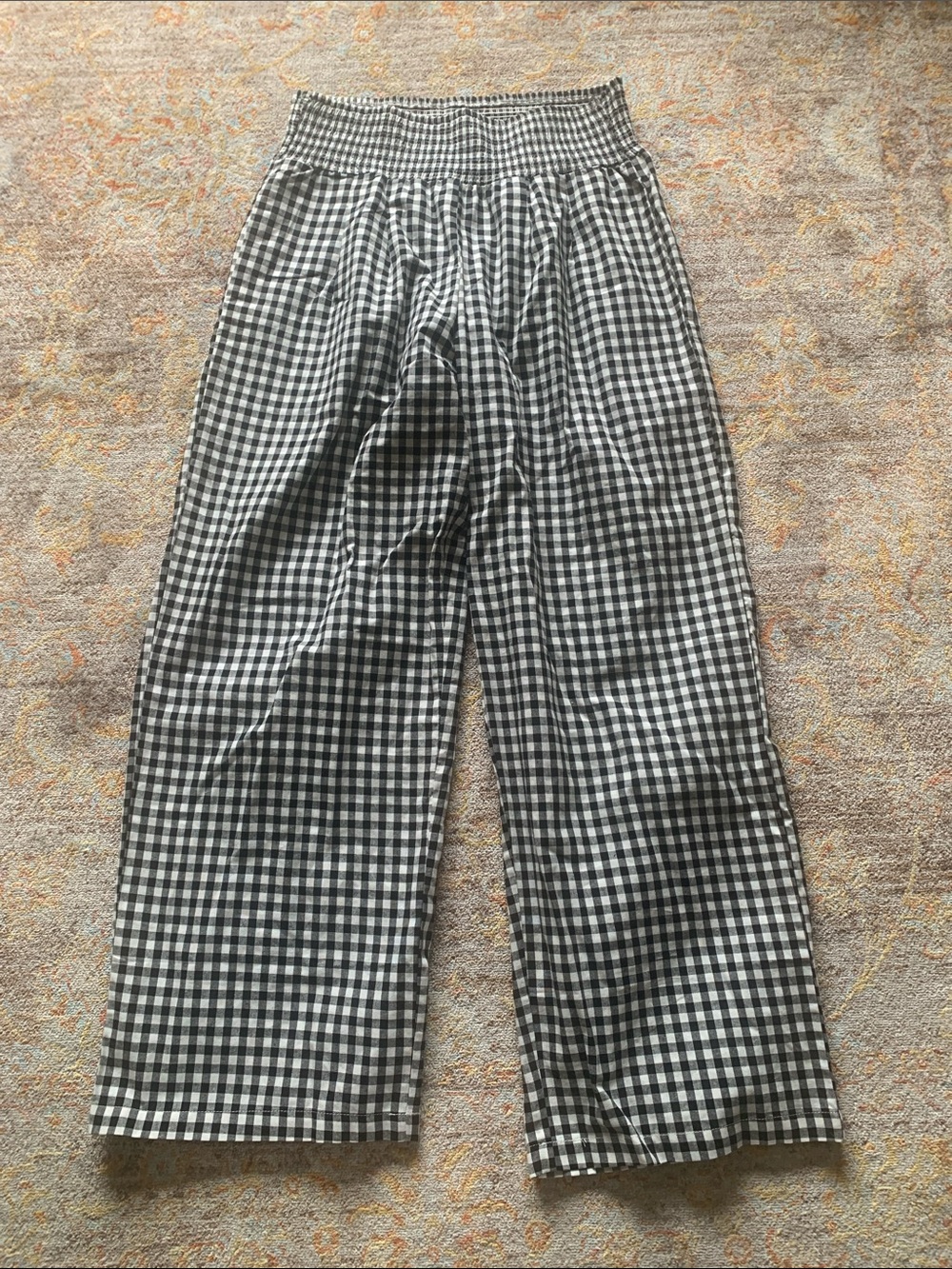 Black & White Gingham Wide Leg Pants